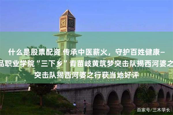 什么是股票配资 传承中医薪火，守护百姓健康——广东食品药品职业学院“三下乡”青苗岐黄筑梦突击队揭西河婆之行获当地好评