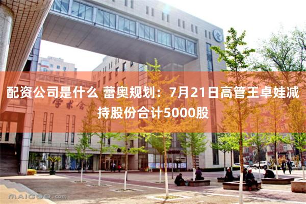配资公司是什么 蕾奥规划：7月21日高管王卓娃减持股份合计5000股