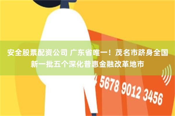 安全股票配资公司 广东省唯一！茂名市跻身全国新一批五个深化普惠金融改革地市
