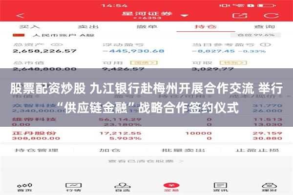 股票配资炒股 九江银行赴梅州开展合作交流 举行“供应链金融”战略合作签约仪式