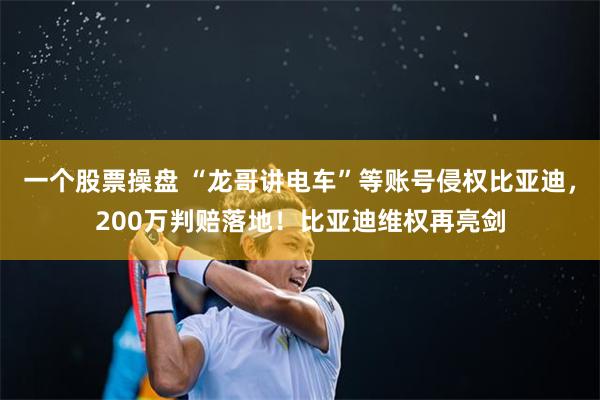 一个股票操盘 “龙哥讲电车”等账号侵权比亚迪，200万判赔落地！比亚迪维权再亮剑