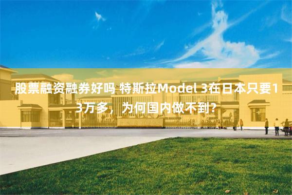 股票融资融券好吗 特斯拉Model 3在日本只要13万多,为何国内做不到?