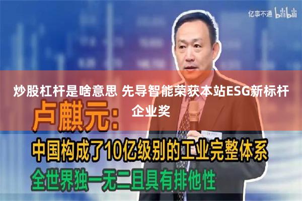 炒股杠杆是啥意思 先导智能荣获本站ESG新标杆企业奖