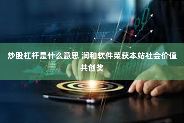 炒股杠杆是什么意思 润和软件荣获本站社会价值共创奖