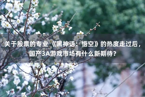 关于股票的专业 《黑神话：悟空》的热度走过后，国产3A游戏市场有什么新期待？